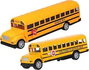 Yardwe 2Pcs Pull Back School Bus for Fun and Engaging Metal Vehicles with Realistic Stop Sign Opening Doors for Ages Promotes Hand Eye Coordination