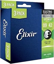 [Elixir] Strings 16550 Guitar Strings with OPTIWEB Coating, 3 Pack, Super Light (.009-.042)