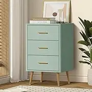 Oikiture Chest of Drawers – 3 Drawer Green Tallboy Dresser Storage Cabinet for Bedroom
