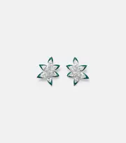 [Kamyen] Kamyen 18kt gold asymmetric floral studs with enamel and diamonds One Size silver