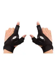 1 pair LED Flashlight Gloves - Black