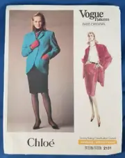 Vintage Vogue Paris Originals 2131 Sz 12 Pattern Chloe 1988 Skirt &Jacket UNCUT