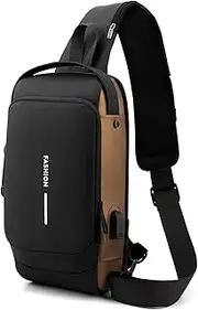 [Generic] Carbon Fiber Streamline Anti-theft Sling Bag, Waterproof Shoulder Backpack, Fashion Anti Theft Sling Bags, Usb Charging Sport Slings Antitheft Shoulder Bag