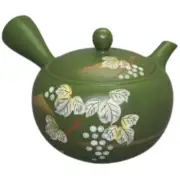 Teapot Kyusu Tokoname - AKIRA - Green - 400 ml/cc - Stainless Mesh - Wild Grapes