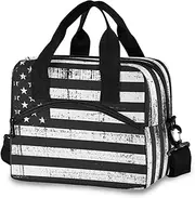 Grunge Usa Flag Black Insulated Cooler Tote Lunch Bags Insulated Kids, Adult Lunch Tote Bag, Kids Lunchboxes