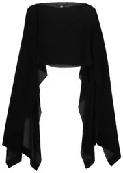 Talbot Runhof Chiffon Poncho - Black - One Size One Size