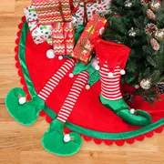36/48 Inch Christmas Tree Skirts Large Xmas Tree Stand Mat Cover With Elf Legs
