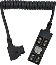 D-tap Male to 4 Port Female Splitter Power Cable Hub Connector Suitable for Anton Bauer V-Mount ARRI RED Camera TILTA Steadicam IDX Battery, with Indicator Light for D-Tap outputs