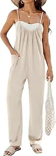 [BMJL] Women's Casual Jumpsuits Loose Sleeveless Overalls Adjustable Strap Long Harem Pants Romper with Pockets