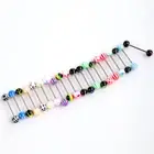 20pcs Colorful Stainless Steel Ball Barbell Tongue Rings J3T5