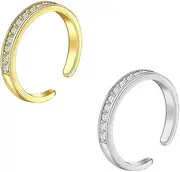 [Sarini] Sterling Silver Gold-Plated Toe Ring Set,So That Your Feet Accurate And Moving,A Silver And A Gold Can Be Your Choice