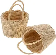 iplusmile 2Pcs Mini Hand Woven Basket for Flowers and Tiny Decorative Rattan Baskets for Easter Showers and Crafts for Mini Rooms