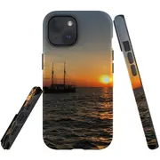 For iPhone 15 Plus Case, Shielding Cover, Sailing Sunset