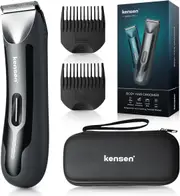 kensen Body Hair Trimmer for Men, Electric Groin Hair Trimmer, Rechargeable Body Groomer, Replaceable Ceramic Blade Heads, Waterproof Wet/Dry Clippers, Male Pubic Hair Hygiene Razor