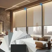 Blindify Motorized Light Filtering Shades, Work with Homekit Thread, Alexa Google Home, 60% Blackout Shades Translucent, Cordless Window Blinds with Remote Fabric Sample, Multi-Color