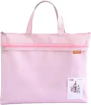 [Yiyuanhe] A4 Document Bag, Zip File Pouch, Books Carry Bag Waterproof Double Zippers Pockets for Office Travel (Pink)