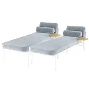 Andre Wicker Outdoor Sun Loungers (Set of 2) - Light Grey