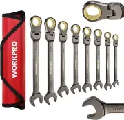 Durable Metric Ratcheting Wrench Set - 8-Piece Flex-Head CR-V Construction