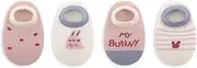 [ANIMQUE] 4 Pairs Baby Socks Toddler Floor Crawling Non-Slip Socks Children Boys Girls Thin Low Cut Ankle Socks Cute Cartoon Socks with Handles, 4 pairs of rabbits pink 14004, 1-3 Years