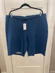 NEW PureJill Indigo Shorts Womens 2X Blue CapeCod Wash Denim Pull On NWT $65