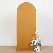 5 ft GOLD Matte Fitted Spandex Round Top Arch Backdrop STAND COVER Party