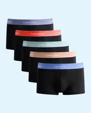 [Calvin Klein] Calvin Klein Men's Icon Cotton Stretch Low Rise Trunk 5 Pack Underwear in Black W/Vin In/Mltn Size Small S Black W/Vin In/Mltn