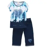 S.W.A.K. Toddler Girl's Sequin Tee and Denim Pant Set Size 2T - NWT