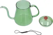 Gooseneck Coffee Kettle, Gigicial 600ML Glass Coffee Pot Long Nozzle Coffee Kettle for Home Kitchen (Green)