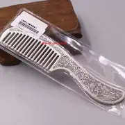 Solid 999 Fine Silver Cute Comb Dragon and Phoenix Handle Small Portable Comb