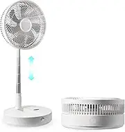 VEVOR 12 Inch Foldable Oscillating Standing Fan with Remote Control, 4 Speed Adjustable Portable Desk Quiet Fan, 7200mah Rechargeable USB Small Fan, Folded Rotating Floor Fan for Bedroom Office Travel