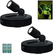 Rechargeable LED Spotlight, 3 Lighting Modes Indoor Spotlights, Battery Powered Spot Lights with Remote, Up Light for Plants, Timer Dimmable Picture Light for Wall Artwork-Black