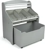 3in1 Toddler Size Storage Organizer with Rolling Toy Box Grey | FREE SHIPPING