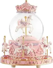 Musical Carousel Horse Snow Globe Gift, Rotating Clockwork Light Christmas Snowglobe Music Box (Color: C)