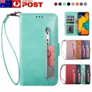 For Samsung Galaxy A50 A20 A70 A30 Case Magnetic Wallet Strap Flip Leather Cover