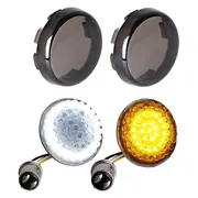 4PCS Smoked Front Turn Signals LED Lights Panel Motorcycle 1157 Insert Kit for Road Street Glide Photo Color