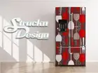 Wine Glass Utensils Pattern Red Gray Fridge Freezer Wrap Side Door Vinyl Decal