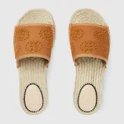 NEW GUCCI Brown Women's Interlocking G espadrille sandals Sz 37.5
