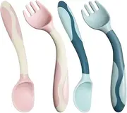 Flexible Baby Spoons and Forks, Baby Spoons and Forks, Training Utensils Feeding Tool Set with Ergonomic Grip for Kids