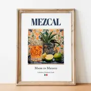 Mezcal Maiolica Tile Print | Mexican Agave Drink Poster | Kitchen & Bar Decor