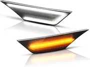 Gempro LED Side Marker Lights for Honda Civic 10 Gen Civic 2016-2021 Switchback White Amber Front Bumper Turn Signal Reflector, Smoked Len
