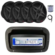 Dual Marine Radio,Spa Bezel,Adapter, Antenna,Wire, 4x 6.5" 600W Black Speaker
