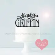 Mr and Mrs Surname - Cake Topper