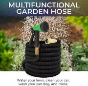 Garden 25 FT Expandable Garden Hose 3-Layer Latex No-Kink Flexible Water Hose