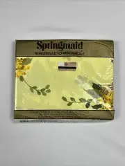 NOS Springmaid Wondercale Double Full Flat Sheet Yellow Floral Kodel & Cotton