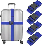 uxcell Luggage Straps with Quick-Release Buckle Adjustable Suitcase Belt Strap for Suitcase Briefcase Backpack Travel, Dark Blue, Pack of 4