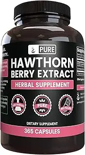 Natural Hawthorn Berry Extract, 365 Capsules, 4 Month Supply, No Magnesium or Rice Fillers, Non-GMO, Made in USA, 1275 mg of Undiluted & Potent Hawthorn Berry Extract with No Additives