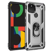 For Google Pixel 5 Case Protective Cover, 360 Degree Rotating Holder, Silver