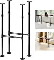 Yes4All 38 Inches Metal Table Legs, Industrial Pipe Counter Bar Height Table Legs, Desk Legs for DIY Dining Table, Workbench, Replacement H Shape Parts with Gloss Black Powder Coating - Set of 2