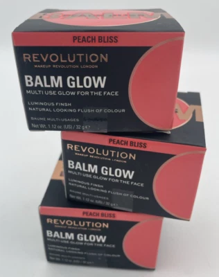 3x Makeup Revolution Balm Glow Shade Peach Bliss Multi-Use Balm for The Face
