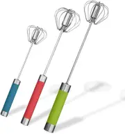 Stainless Steel Semi-Automatic Egg Whisk - 3PCS Hand Push Rotary Whisk Blender (